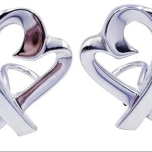 Tiffany & Co Paloma Picasso Sterling Silver Living Heart Earrings. LARGE SIZE!